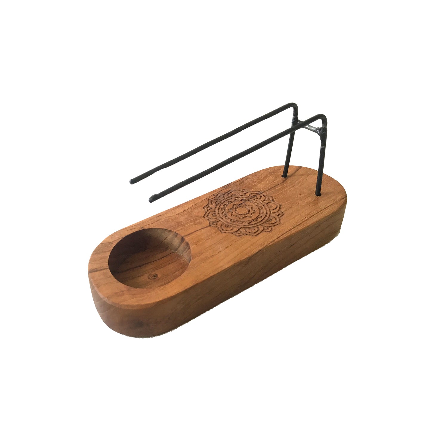 Calentador de Palo Santo – Madera Teca con Diseño Mandala