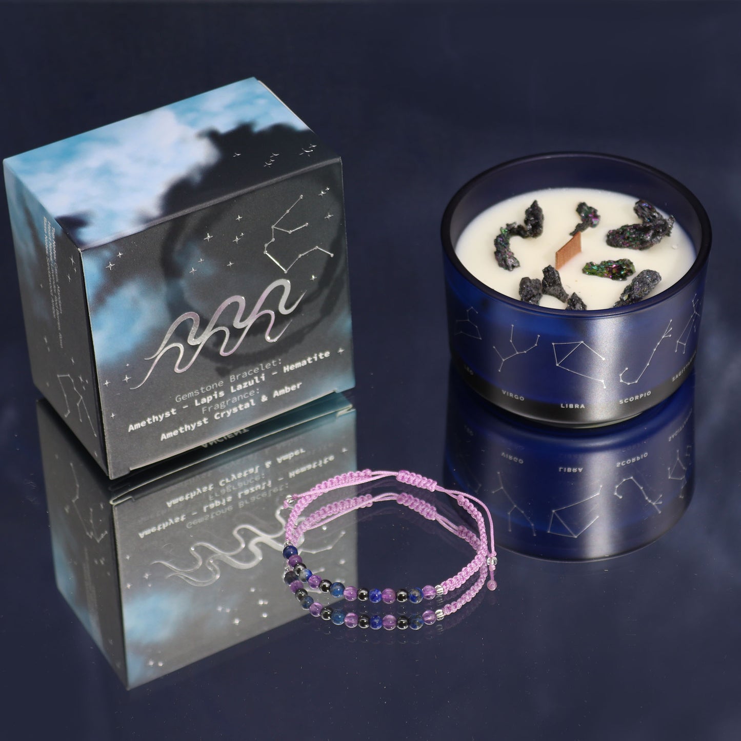 Set Vela de Cristal + Pulsera - Acuario