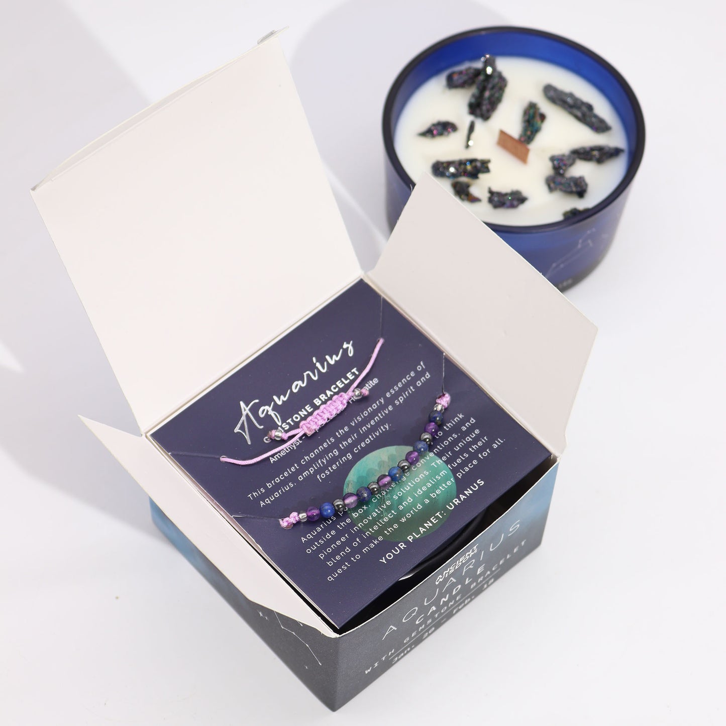 Set Vela de Cristal + Pulsera - Acuario