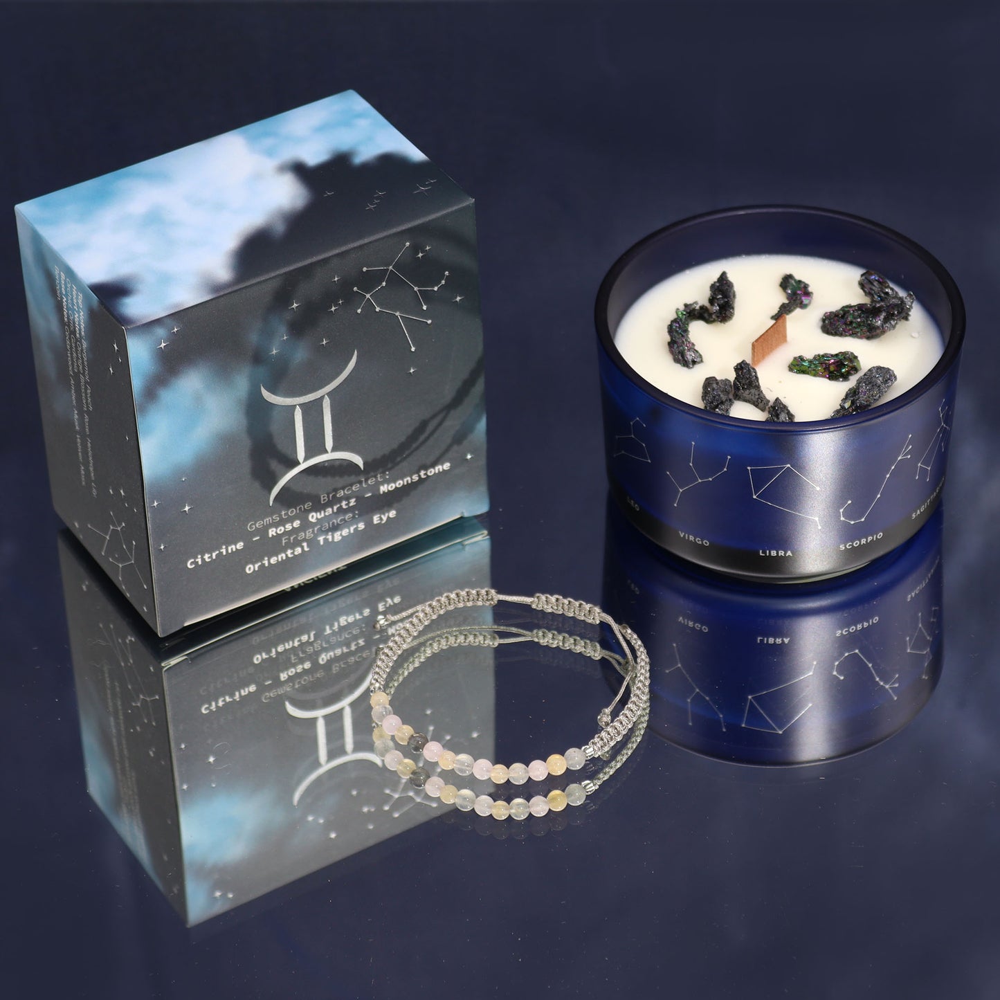 Set Vela de Cristal + Pulsera - Géminis