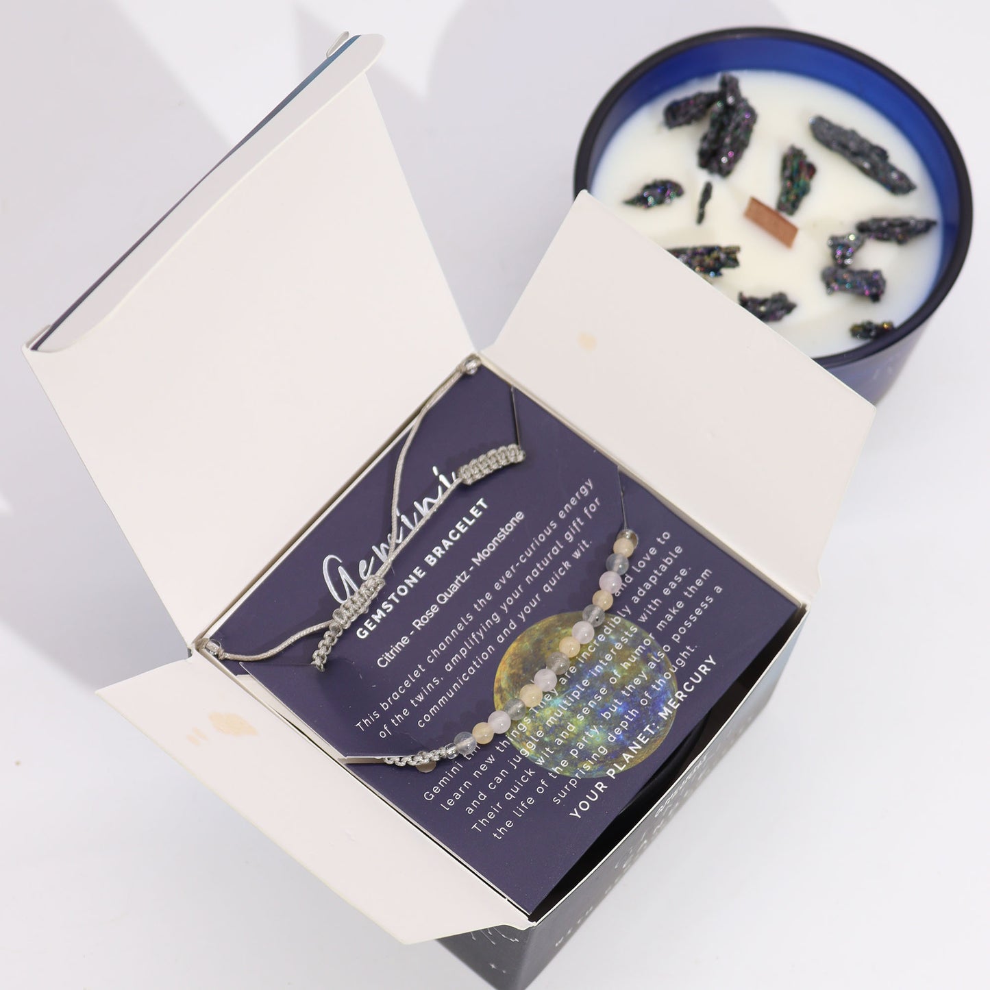 Set Vela de Cristal + Pulsera - Géminis