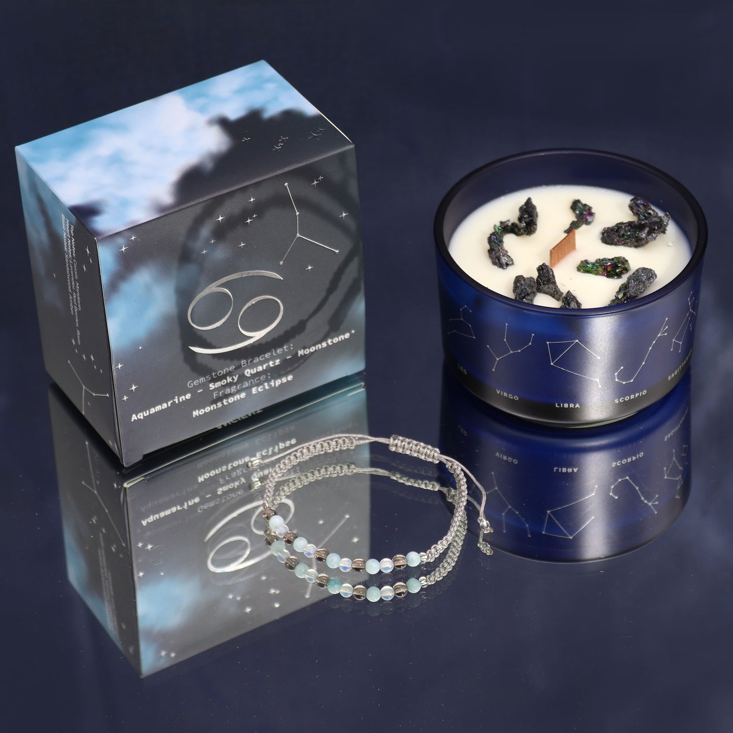 Set Vela de Cristal + Pulsera - Cáncer