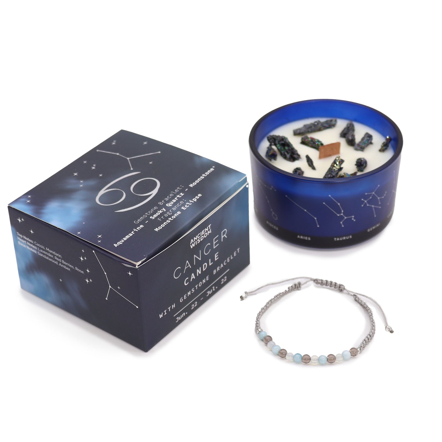 Set Vela de Cristal + Pulsera - Cáncer