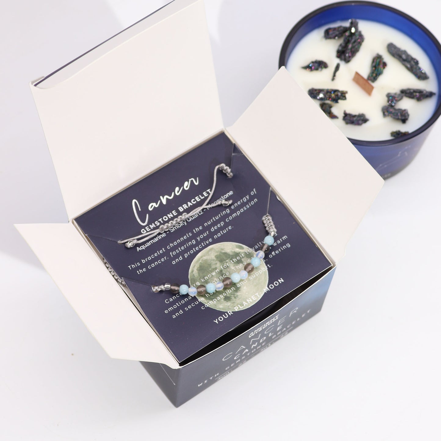 Set Vela de Cristal + Pulsera - Cáncer
